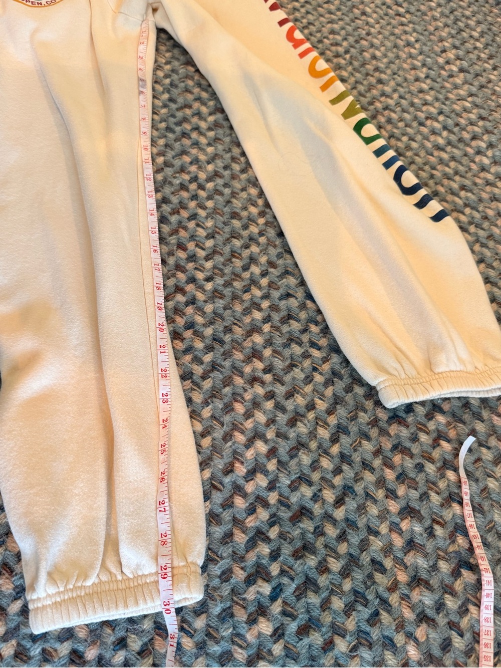 Aviator Nation Cream Rainbow Logo Sweatpants sz L - Picture 3 of 6